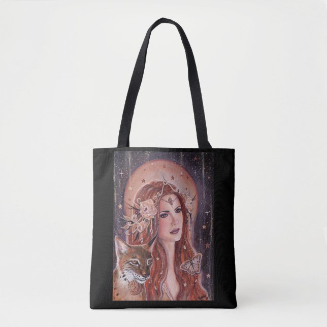 Freya goddess with Lynx by Renee Lavoie Tote Bag (Front)