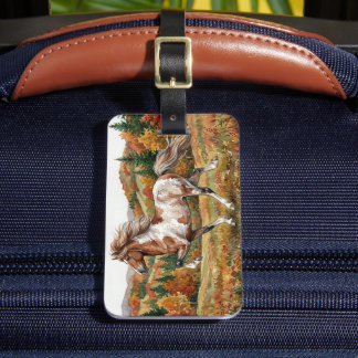 Freya Icelandic Horse in Autumn Forest Luggage Tag
