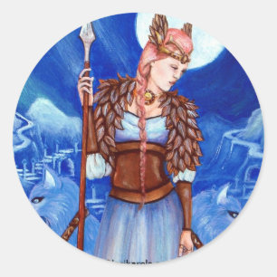 Freya Norse Goddess Classic Round Sticker
