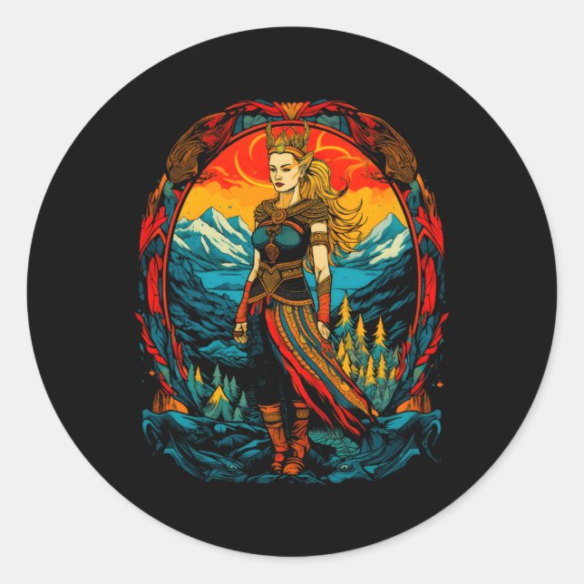 Freya Norse Mythology Classic Round Sticker (Front)
