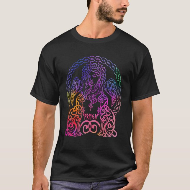 Freya Viking Goddess Freyja Norse Mythology Rainbo T-Shirt (Front)