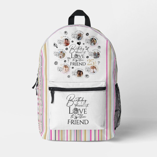 `FriBirthday Photo Collage Printed Backpack (Front)