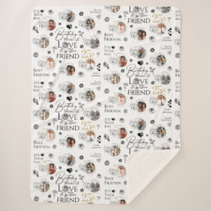 `FriBirthday Photo Collage Sherpa Blanket