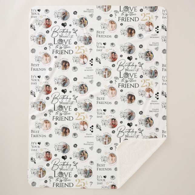 `FriBirthday Photo Collage Sherpa Blanket (Front)