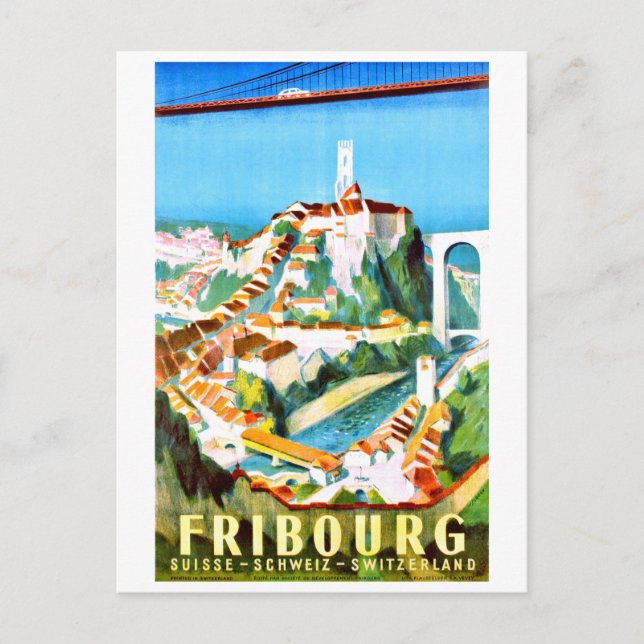 Fribourg, city, Switzerland. Vintage travel Postcard (Front)