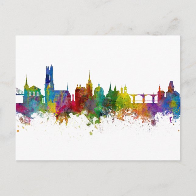 Fribourg Switzerland Skyline Postcard (Front)