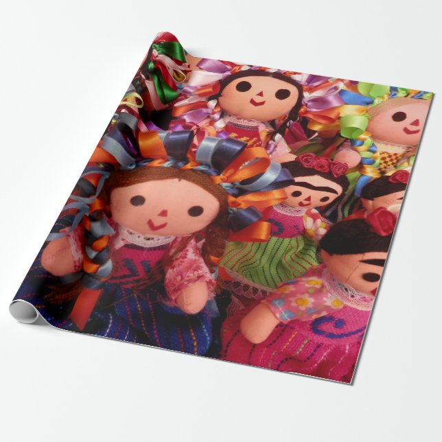 Frida and Mexican Dolls - Wrapping Paper (Unrolled)