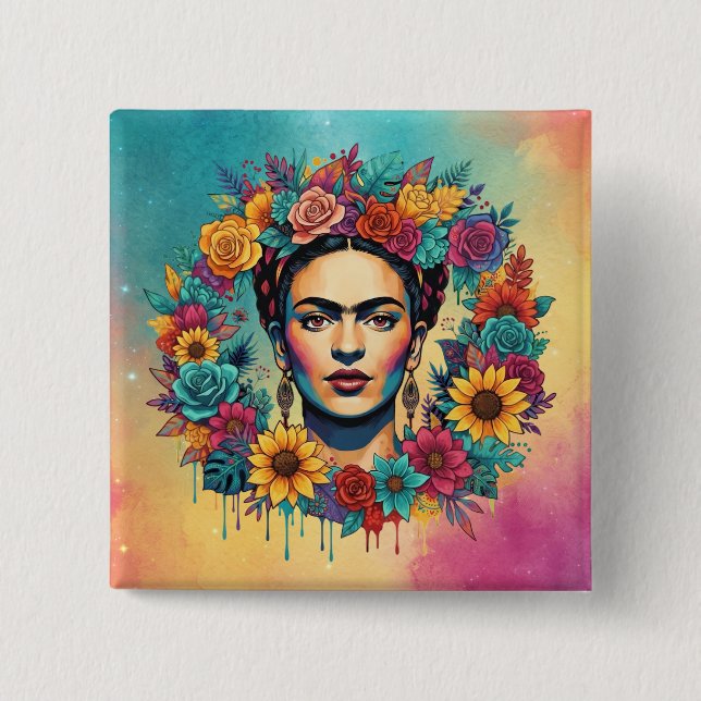 Frida Kahlo 15 Cm Square Badge (Front)