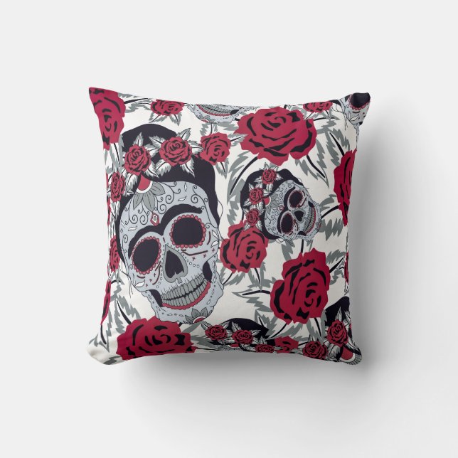 Frida Kahlo  and roses  Cushion (Front)