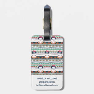 Frida Kahlo Aztec Luggage Tag