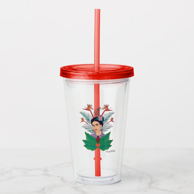 Frida Kahlo | Birds of Paradise Floral Graphic Acrylic Tumbler (Front)