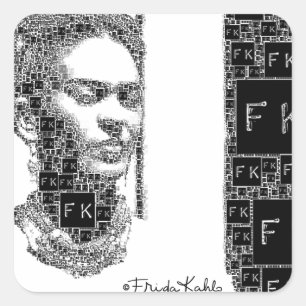 Frida Kahlo Black and White Portrait Square Sticker