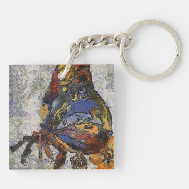 Frida Kahlo Butterfly Monet Inspired Key Ring (Back)