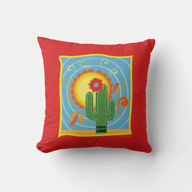 Frida Kahlo Cactus Graphic Cushion (Front)