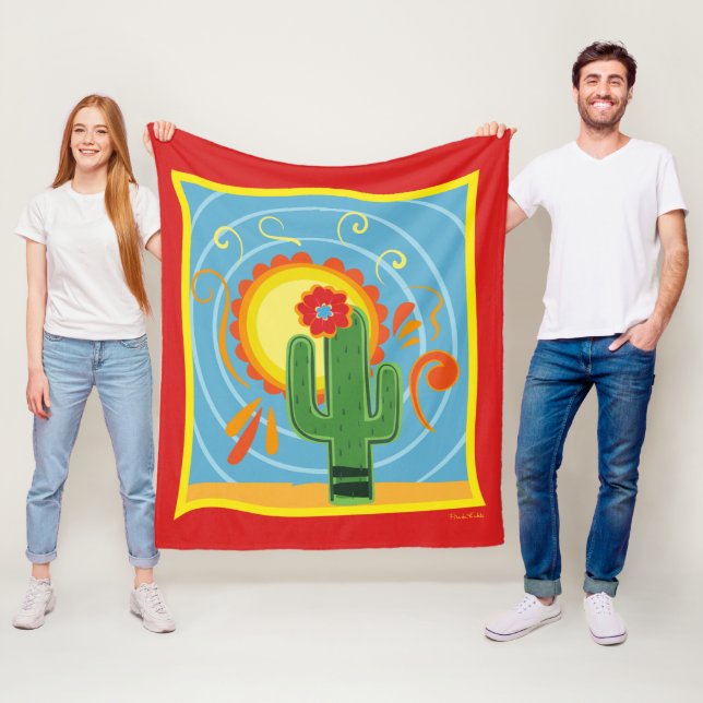 Frida Kahlo Cactus Graphic Fleece Blanket (In Situ)