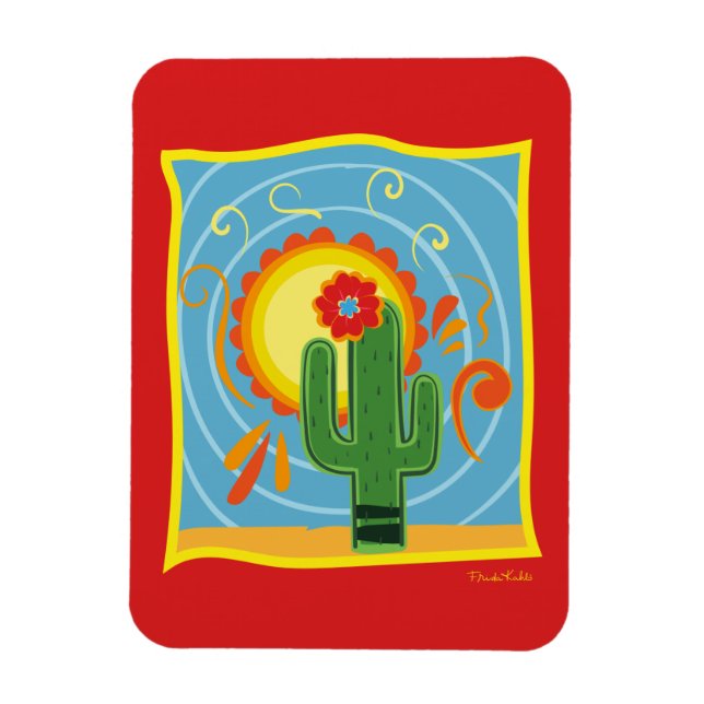 Frida Kahlo Cactus Graphic Magnet (Vertical)