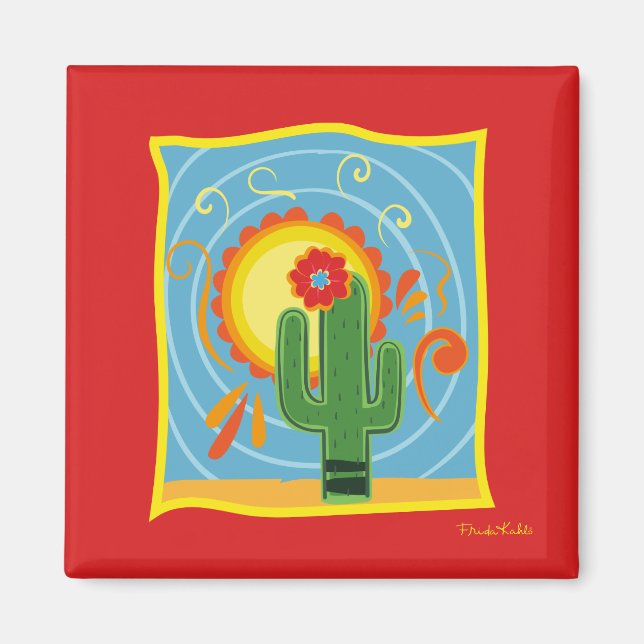 Frida Kahlo Cactus Graphic Magnet (Front)