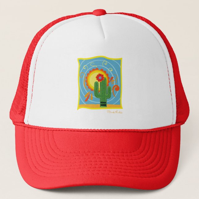 Frida Kahlo Cactus Graphic Trucker Hat (Front)
