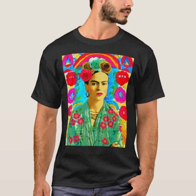 Frida Kahlo Colourful Floral Classic T-Shirt (Front)