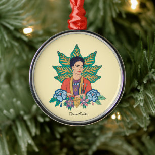 Frida Kahlo Colourful Floral Graphic Metal Tree Decoration