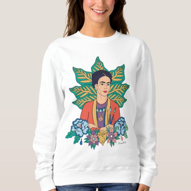 Frida Kahlo Colourful Floral Graphic Sweatshirt (Front)