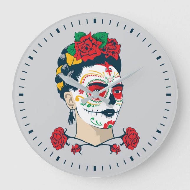 Frida Kahlo | El Día de los Muertos Large Clock (Front)
