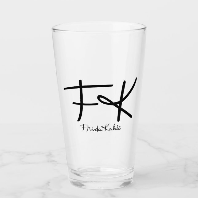 Frida Kahlo "FK" Monogram Signature Glass (Front)