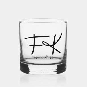 Frida Kahlo "FK" Monogram Signature Whiskey Glass