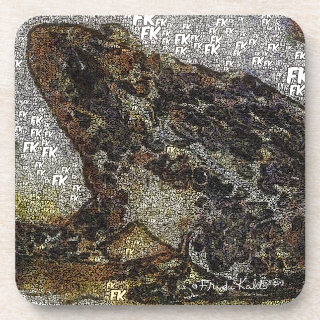 Frida Kahlo FK-Style Frog Painting Coaster (Front)