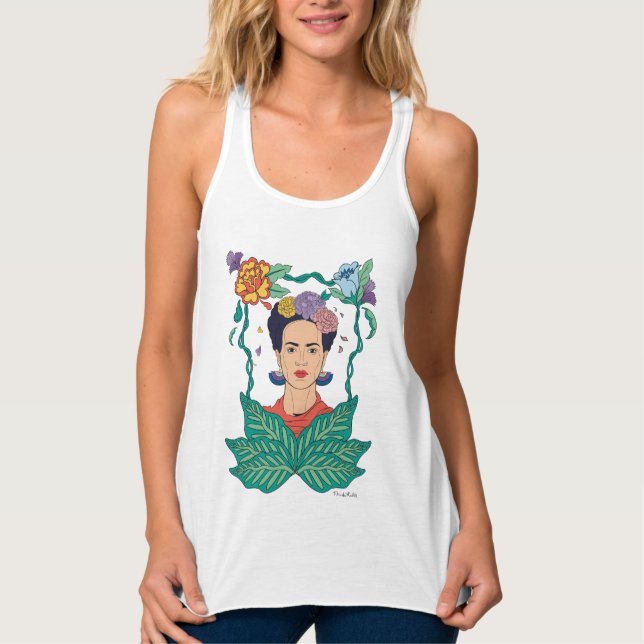 Frida Kahlo Floral Frame Graphic Singlet (Front)