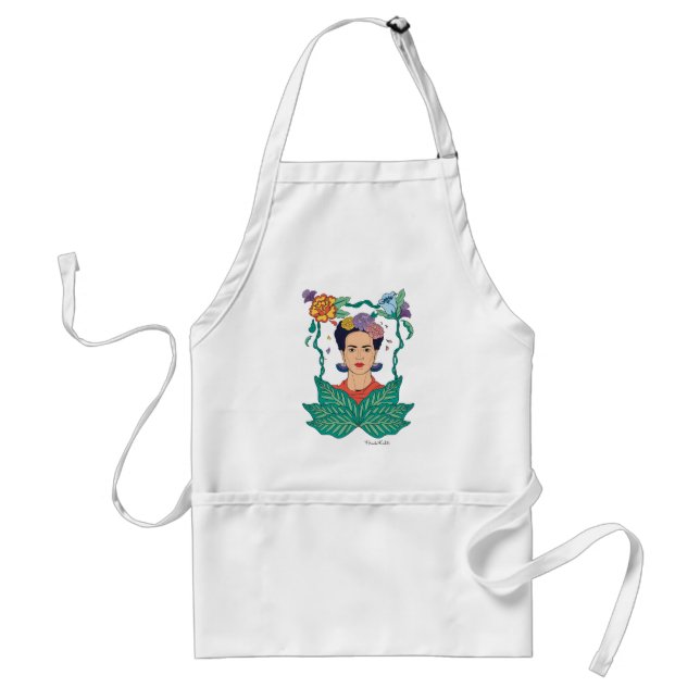 Frida Kahlo Floral Frame Graphic Standard Apron (Front)