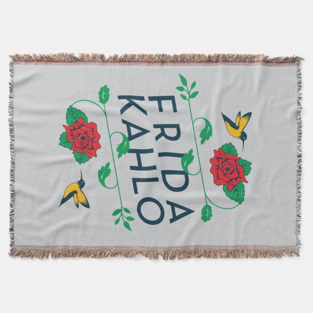 Frida Kahlo | Floral Typography Throw Blanket (Front)