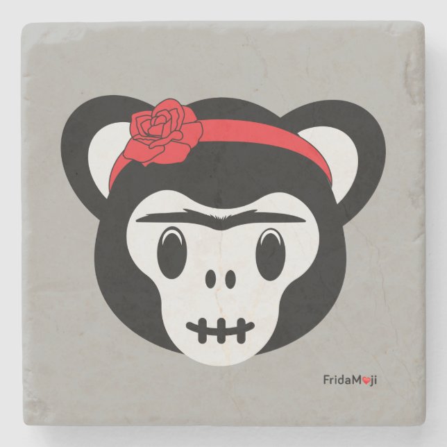 Frida Kahlo | FridaMoji - Day of the Dead Monkey Stone Coaster (Front)