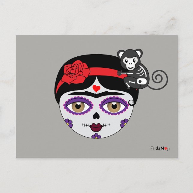Frida Kahlo | FridaMoji - Day of the Dead Postcard (Front)