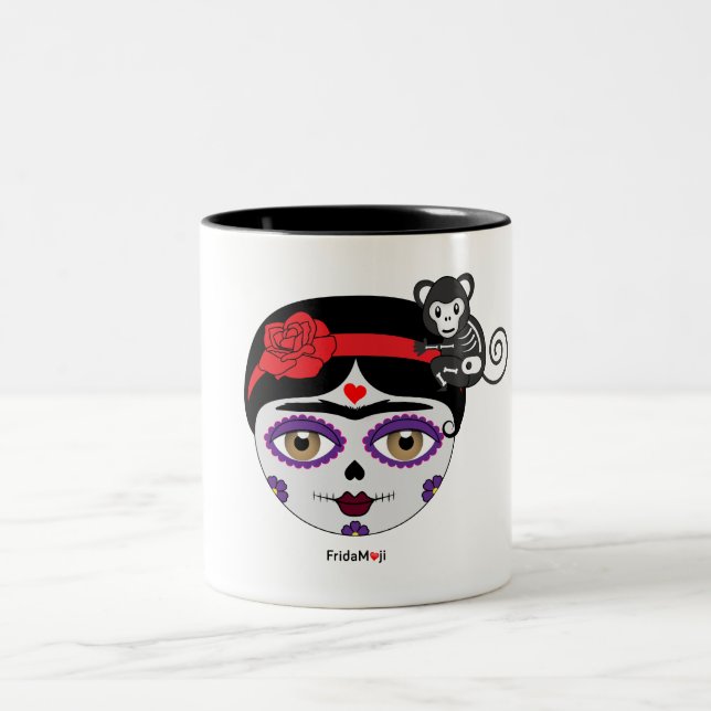 Frida Kahlo | FridaMoji - Day of the Dead Two-Tone Coffee Mug (Center)