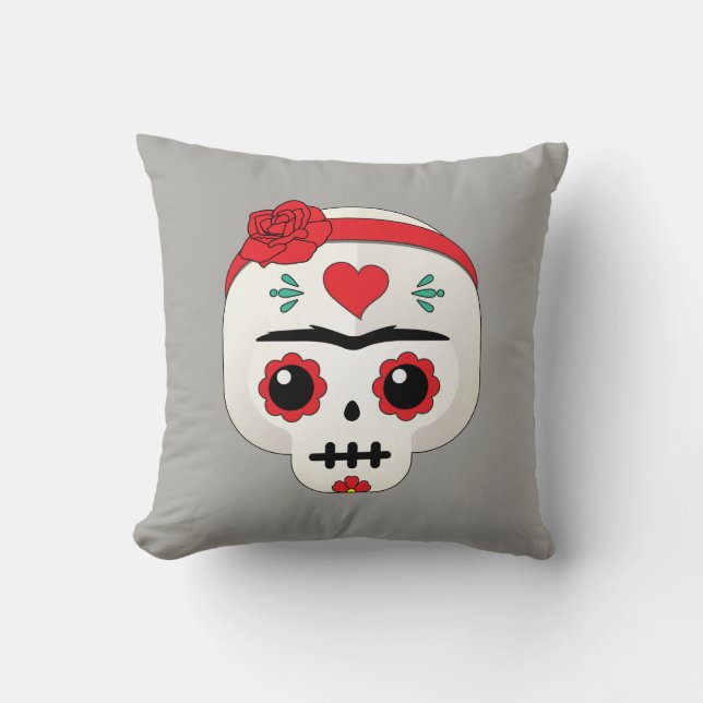 Frida Kahlo | FridaMoji - Sugar Skull Cushion (Front)