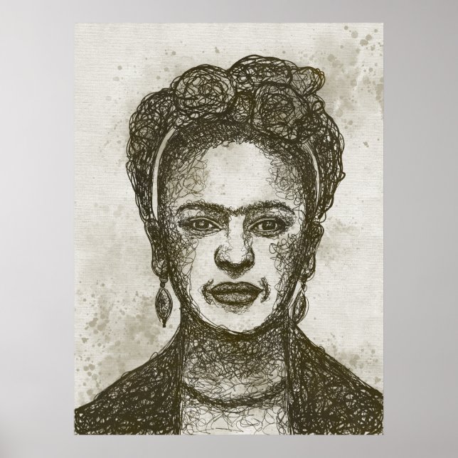 FRIDA KAHLO hand drawn scribble art poster (Front)