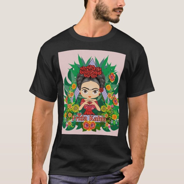 Frida Kahlo heart flowers aesthetic Graphic T-Shir T-Shirt (Front)