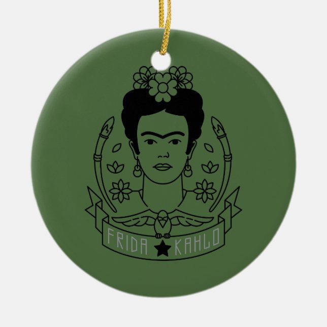Frida Kahlo | Heroína Ceramic Tree Decoration (Front)