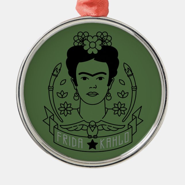 Frida Kahlo | Heroína Metal Tree Decoration (Front)