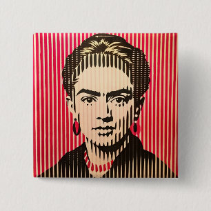 Frida Kahlo in BAUHAUS optical illusion style 15 Cm Square Badge