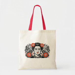 Frida Kahlo in Clean floral design style Tote Bag