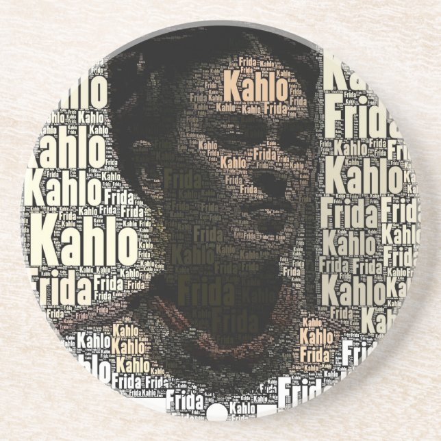 Frida Kahlo Lettering Portrait Coaster (Front)