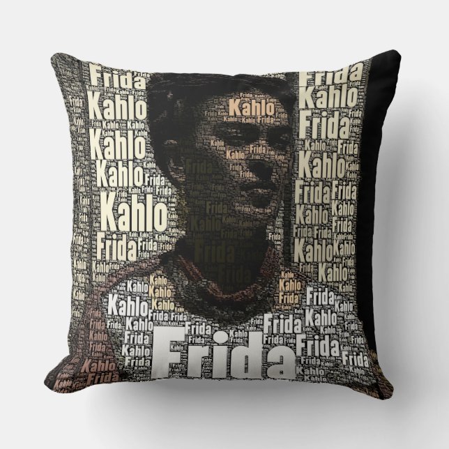 Frida Kahlo Lettering Portrait Cushion (Front)