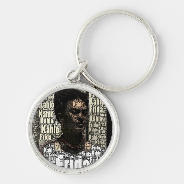 Frida Kahlo Lettering Portrait Key Ring (Front)