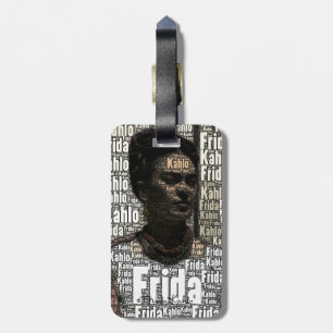 Frida Kahlo Lettering Portrait Luggage Tag