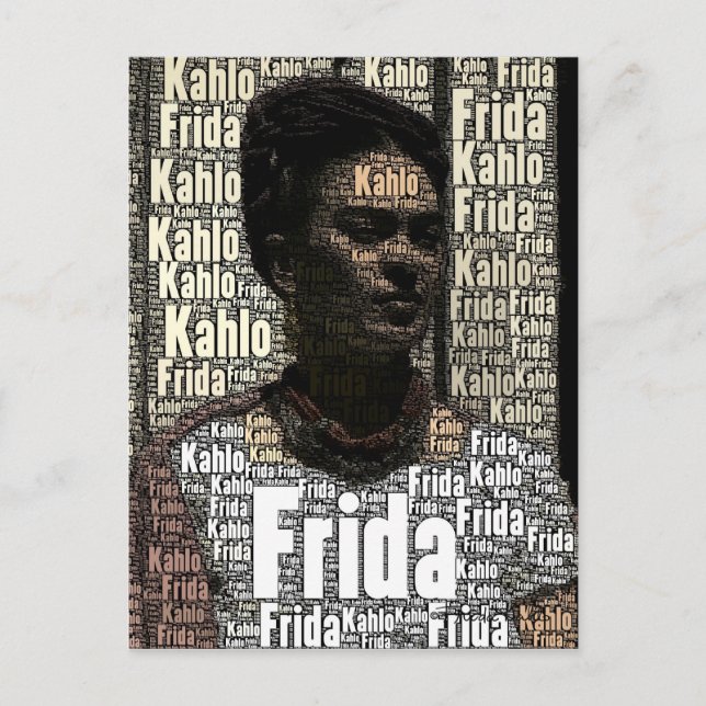 Frida Kahlo Lettering Portrait Postcard (Front)