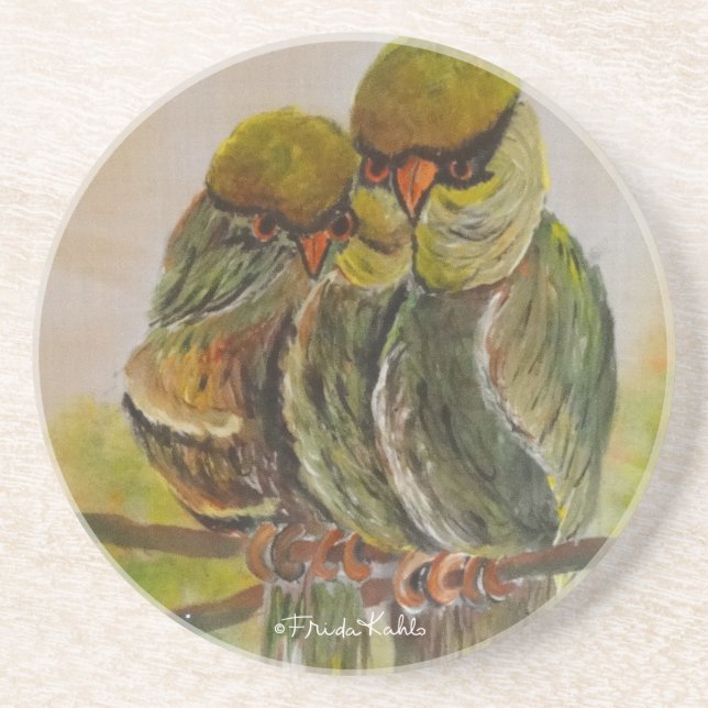 Frida Kahlo Painted Birds Coaster (Front)