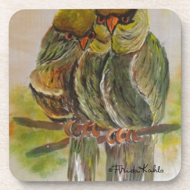 Frida Kahlo Painted Birds Coaster (Front)