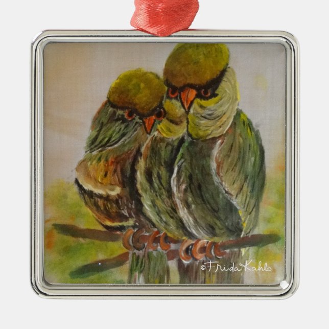 Frida Kahlo Painted Birds Metal Tree Decoration (Front)